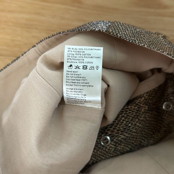 Nanushka Women's Aarohi Brown Snakeskin Midi Skirt Sz Medium Button Snaps Animal - Picture 12 of 12